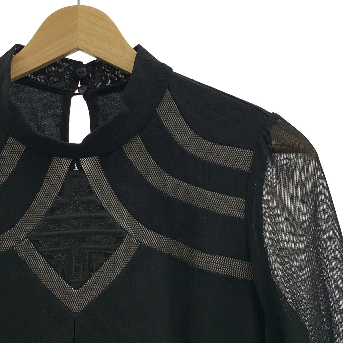 VIVIENNE TAM | 薄紗袖高領剪裁縫製襯衫 / 有襯裡 | 尺寸 40 | 女款