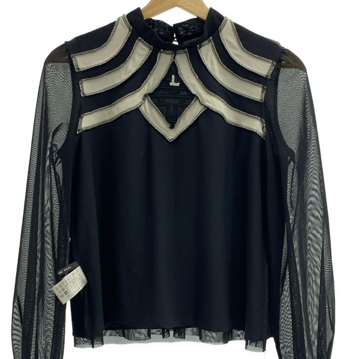 VIVIENNE TAM / ヴィヴィアンタム | チュール スリーブ ハイネック カットソー ブラウス / 裏地付き | 40 | レディース