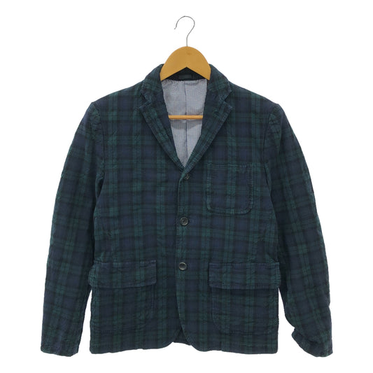 COMME des GARCONS HOMME | 2011SS | Cotton acrylic blend wrinkled check tailored jacket | XS | Green / Navy | Men's