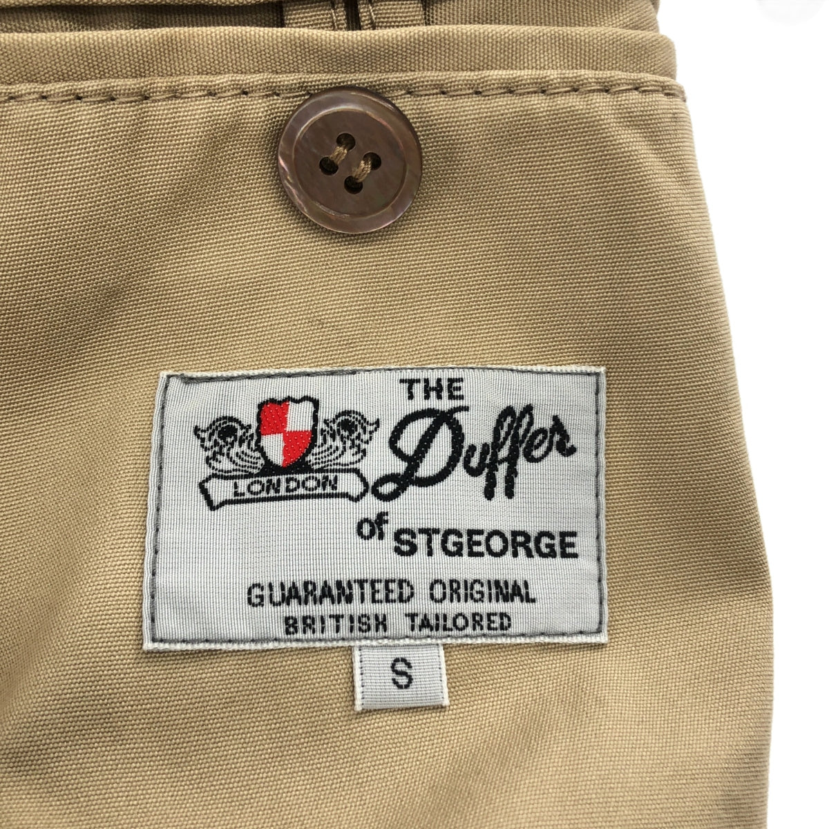 DUFFER OF ST. GEORGE | 棉質 1B 訂製夾克，袖子帶圖案襯裡 | S 碼 | 米色 | 男款