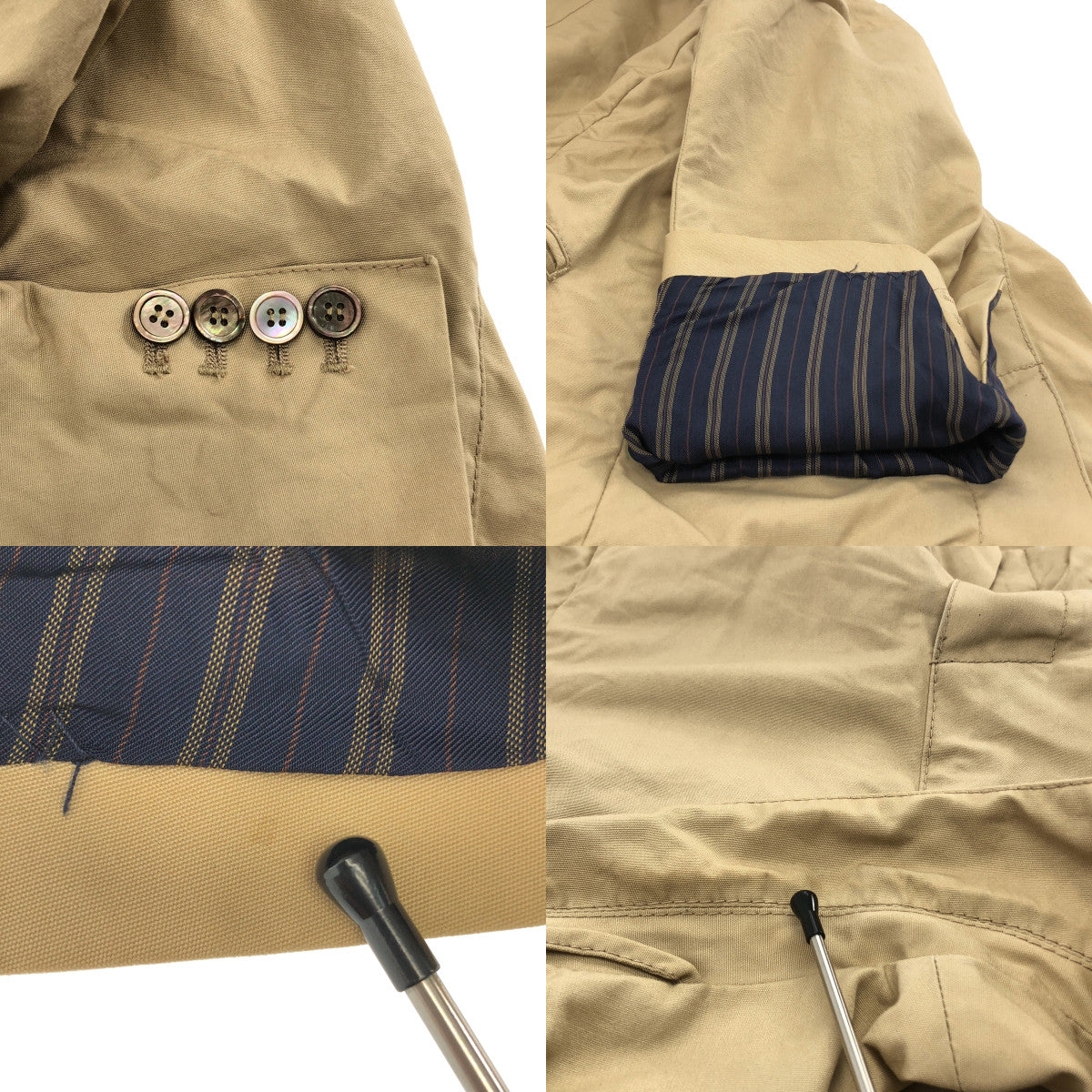 DUFFER OF ST. GEORGE | 棉質 1B 訂製夾克，袖子帶圖案襯裡 | S 碼 | 米色 | 男款