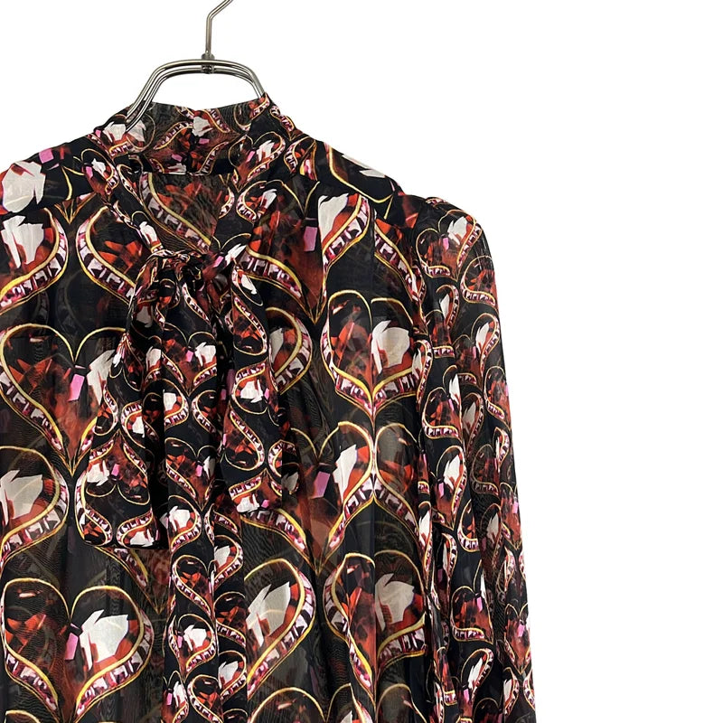 MARCOBOLOGNA / マルコボローニャ | シルク クリスタルハートプリント ボウタイシャツ |