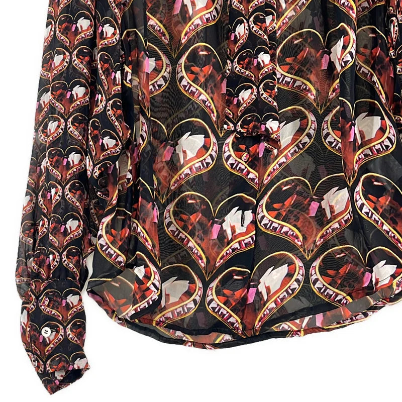 MARCOBOLOGNA / マルコボローニャ | シルク クリスタルハートプリント ボウタイシャツ |