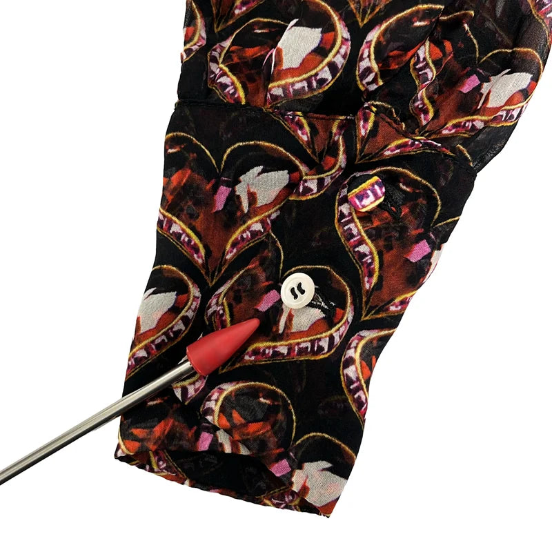 MARCOBOLOGNA / マルコボローニャ | シルク クリスタルハートプリント ボウタイシャツ |