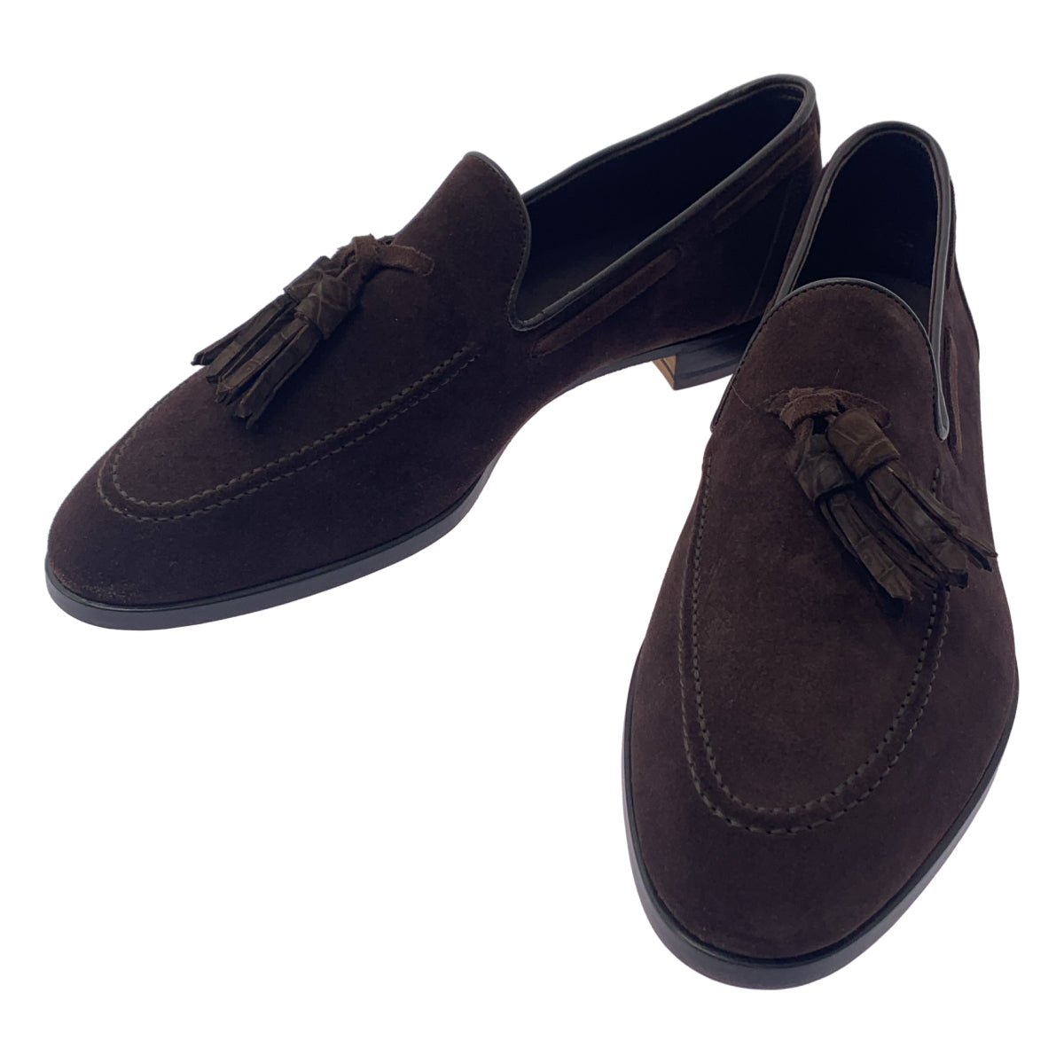 【美品】  SPIGOLA LEGGERA / スピーゴラレッジェーラ | スウェードレザー タッセル スリッポン シューズ | 8 1/2 | ダークブラウン | メンズ