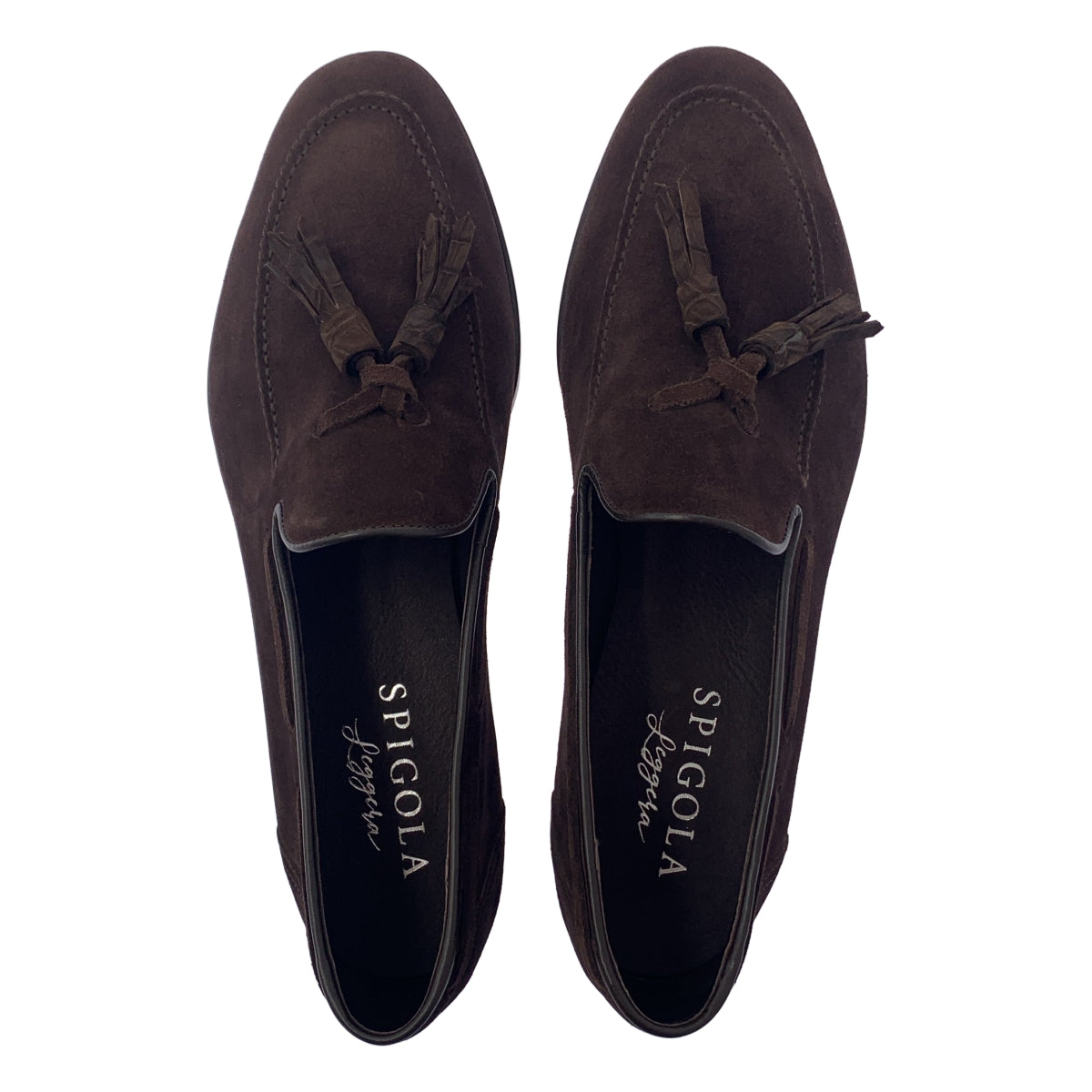 【美品】  SPIGOLA LEGGERA / スピーゴラレッジェーラ | スウェードレザー タッセル スリッポン シューズ | 8 1/2 | ダークブラウン | メンズ