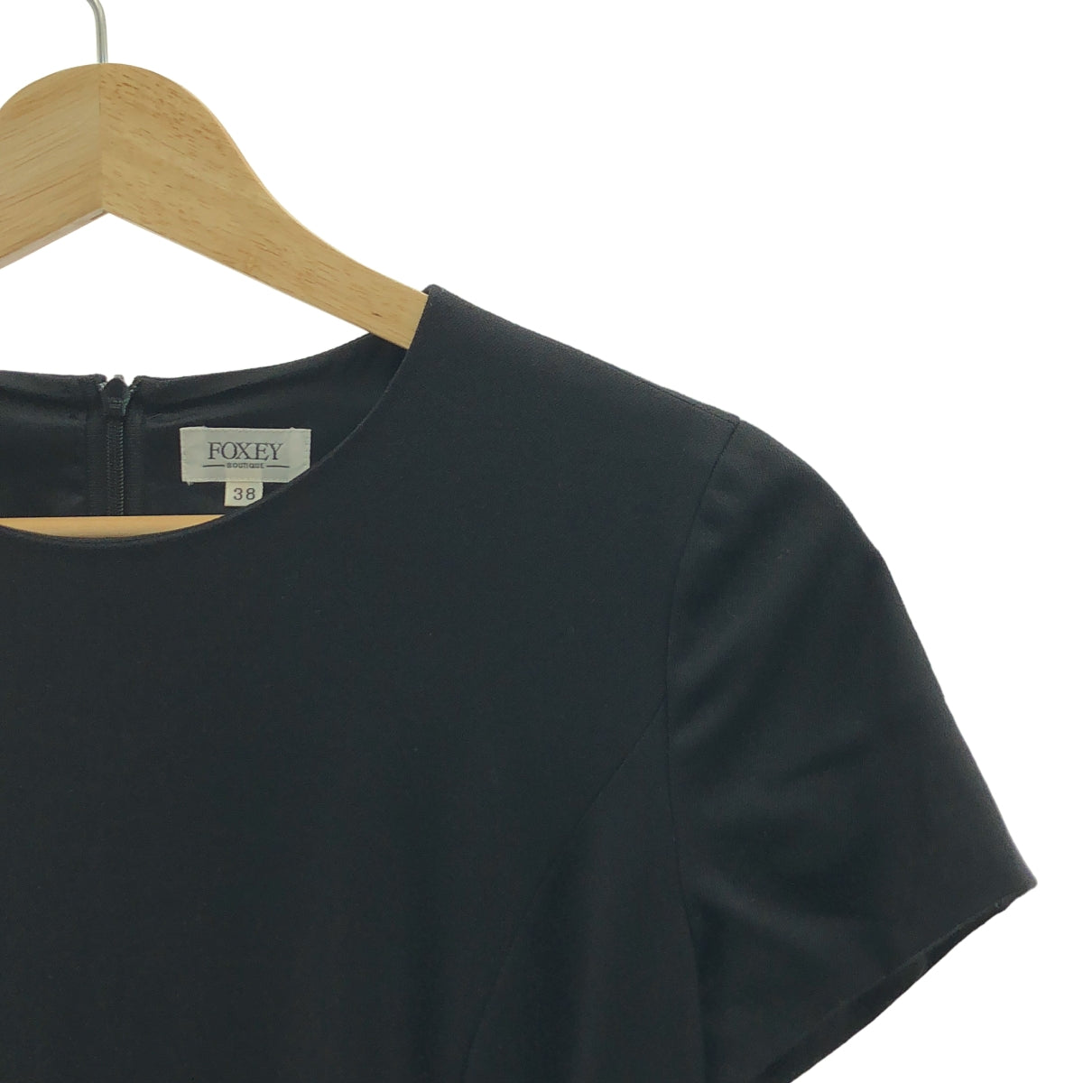 FOXEY BOUTIQUE / フォクシーブティック | ストレッチ ウール 半袖 ワンピース | 38 | ブラック | レディース