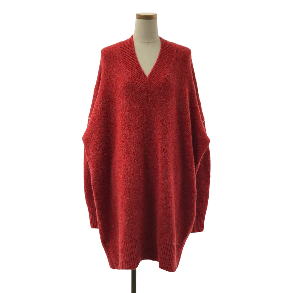 【美品】  MM6 Maison Margiela / エムエムシックスメゾンマルジェラ | 2017AW | ウール モヘヤ ステッチワーク オーバー ニット セーター | XS | レッド | レディース