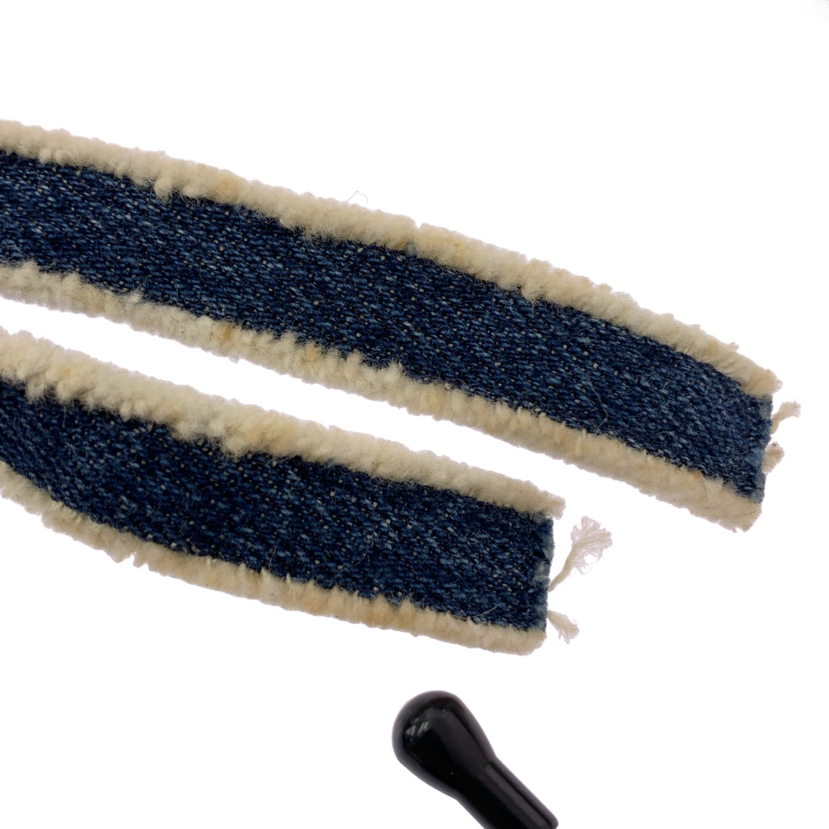 miu miu / ミュウミュウ | デニム クロス ストラップ ウェッジソール サンダル | 36 | インディゴ/ベージュ | レディース