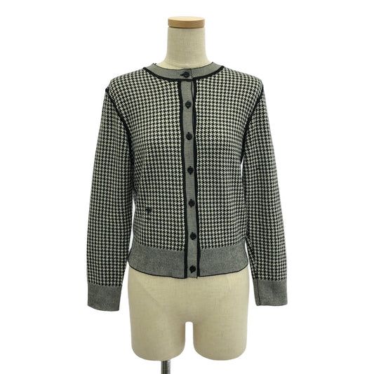 Christian Dior | Cashmere Silk Houndstooth Logo Knit Cardigan | Size 38 | Women's