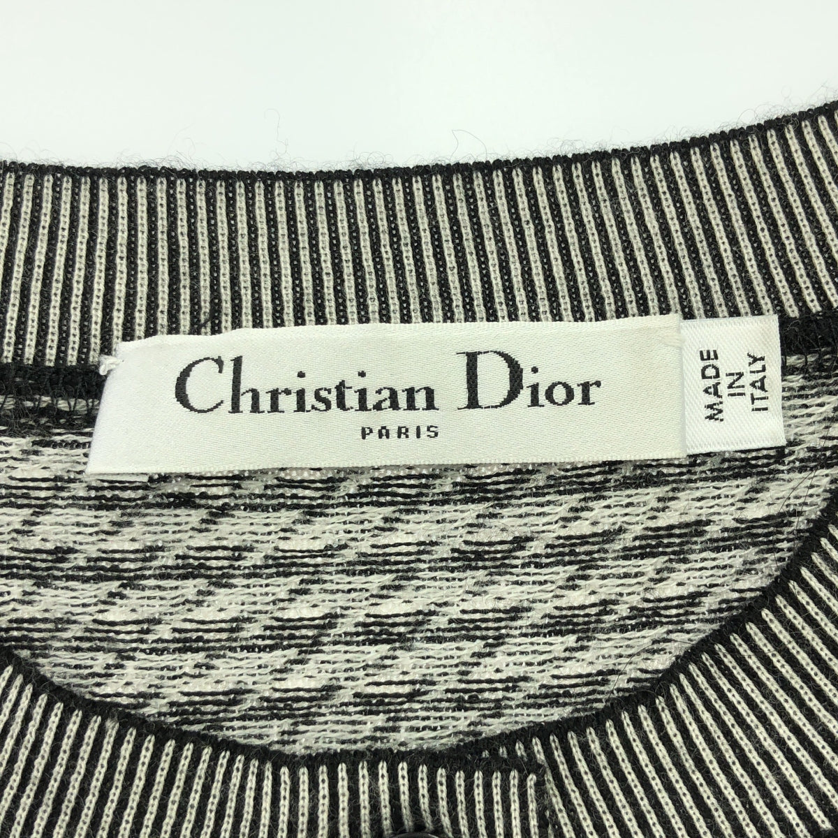 Christian Dior / 기독교 디올 | 캐시미어 실크 치조 격자 원 포인트 로고 니트 가디건 | 38 | 여성