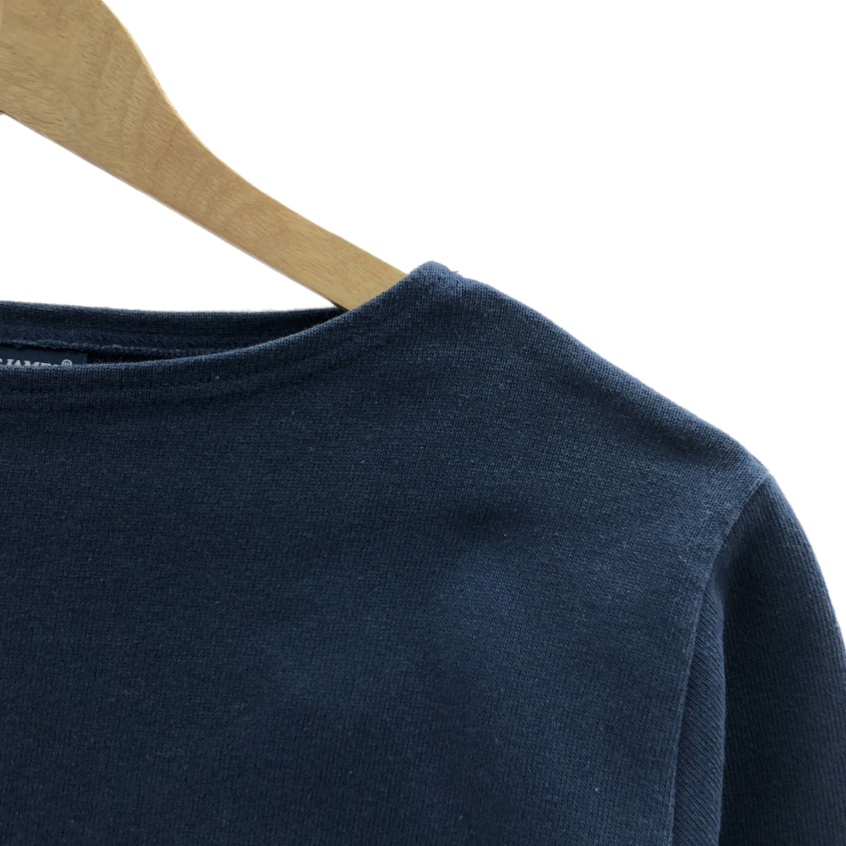 SAINT JAMES / セントジェームス | ウェッソン エルバーパッチ バスクシャツ | XS | ネイビー | レディース