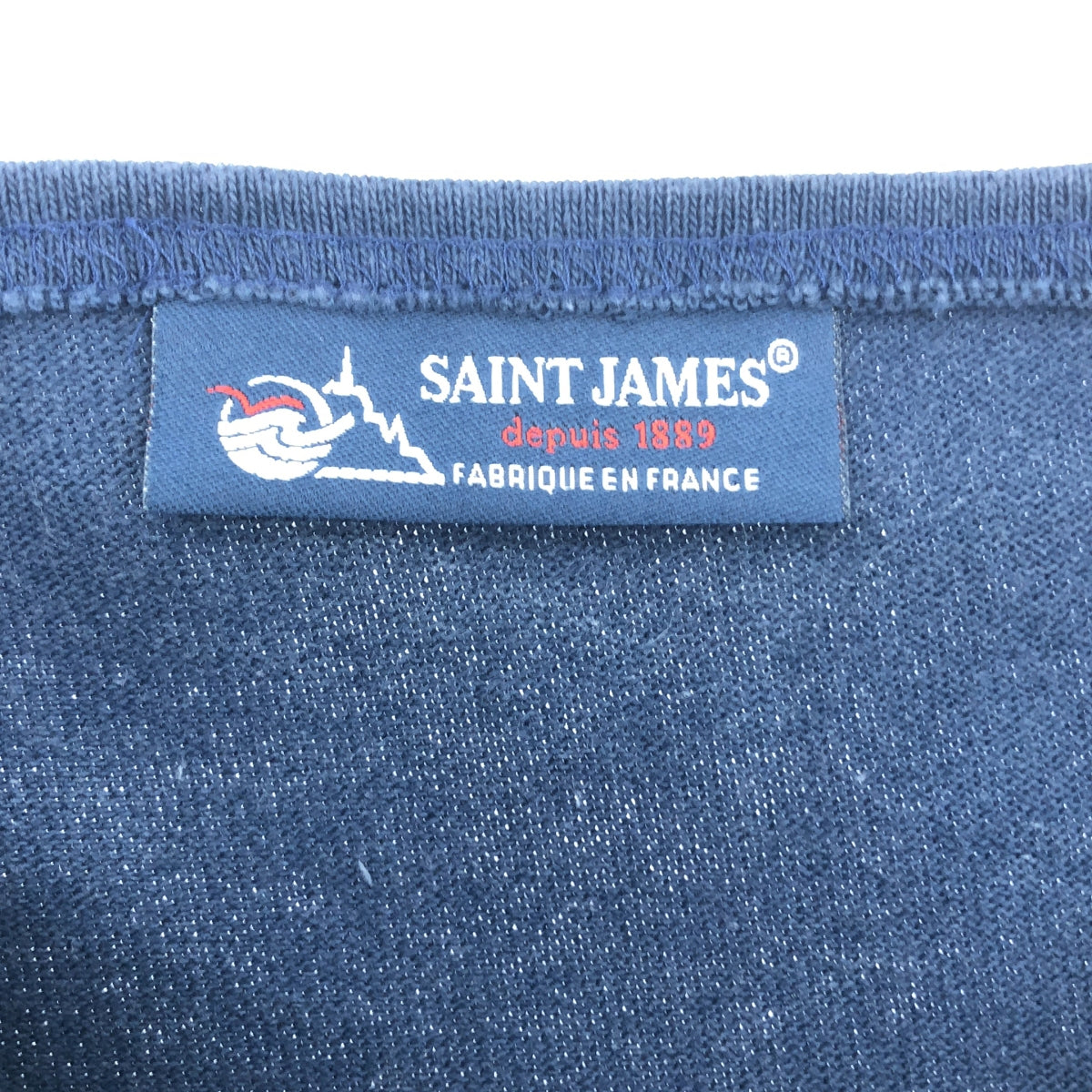 SAINT JAMES / セントジェームス | ウェッソン エルバーパッチ バスクシャツ | XS | ネイビー | レディース