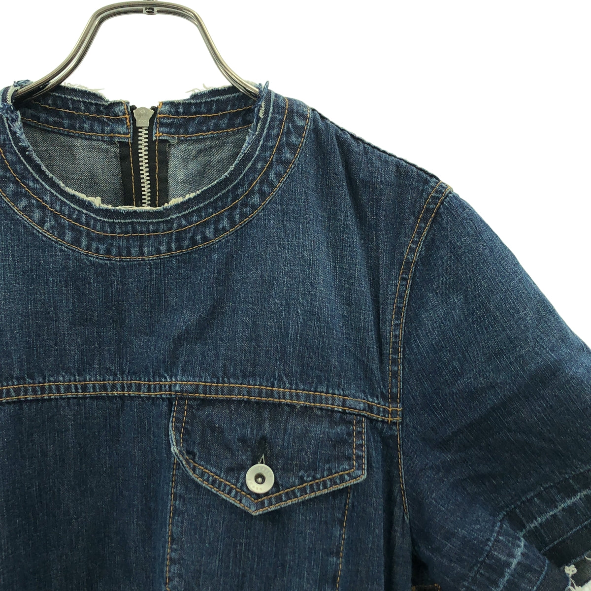 sacai / サカイ | サイドジップ カットオフ デニムワンピース | 2 | レディース