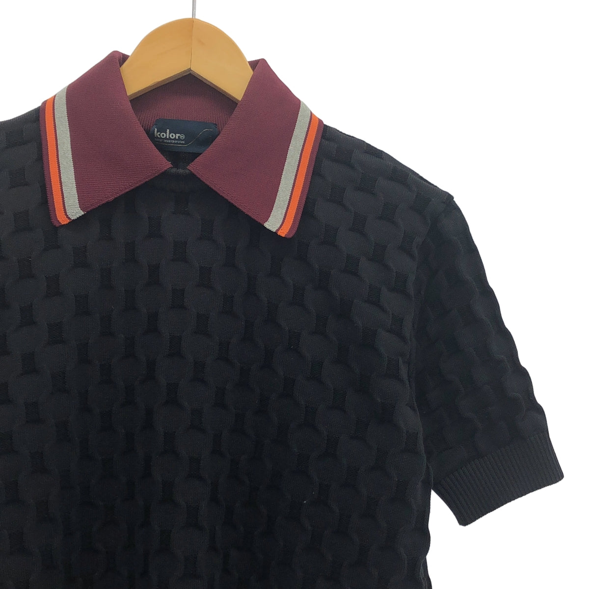kolor / 컬러 | 양각 체크 니트 폴로 셔츠 | 3 |