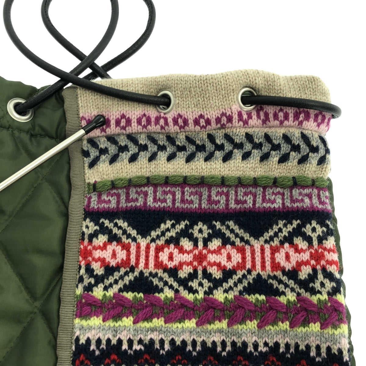 KEITA MARUYAMA / 케이타 마루야마 | 다른 소재 전환 퀼팅 드로우 스트링 토트 백 / 총 안감 |