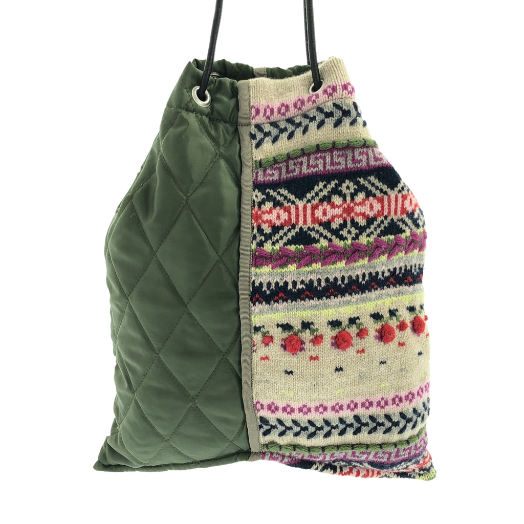 KEITA MARUYAMA / 케이타 마루야마 | 다른 소재 전환 퀼팅 드로우 스트링 토트 백 / 총 안감 |