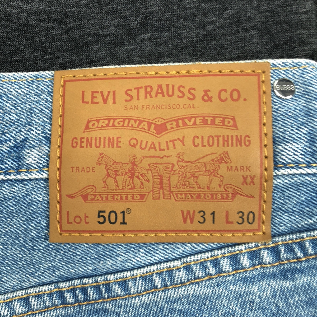 【新品】  BLESS / ブレス | ×LEVI'S リーバイス / over jogging jeans denim jersey スウェット 切替 デニムパンツ | S | インディゴ / ダークグレー | メンズ