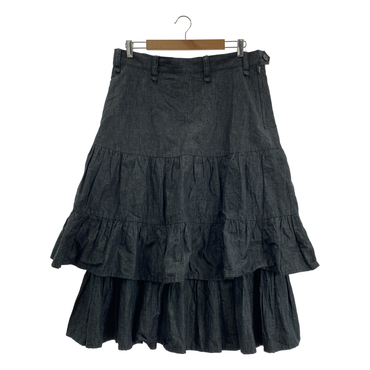 Y's / Y's Yohji Yamamoto | 2006春夏 | 棉麻側拉鍊褶皺蓬蓬長裙 | 2碼 | 女裝