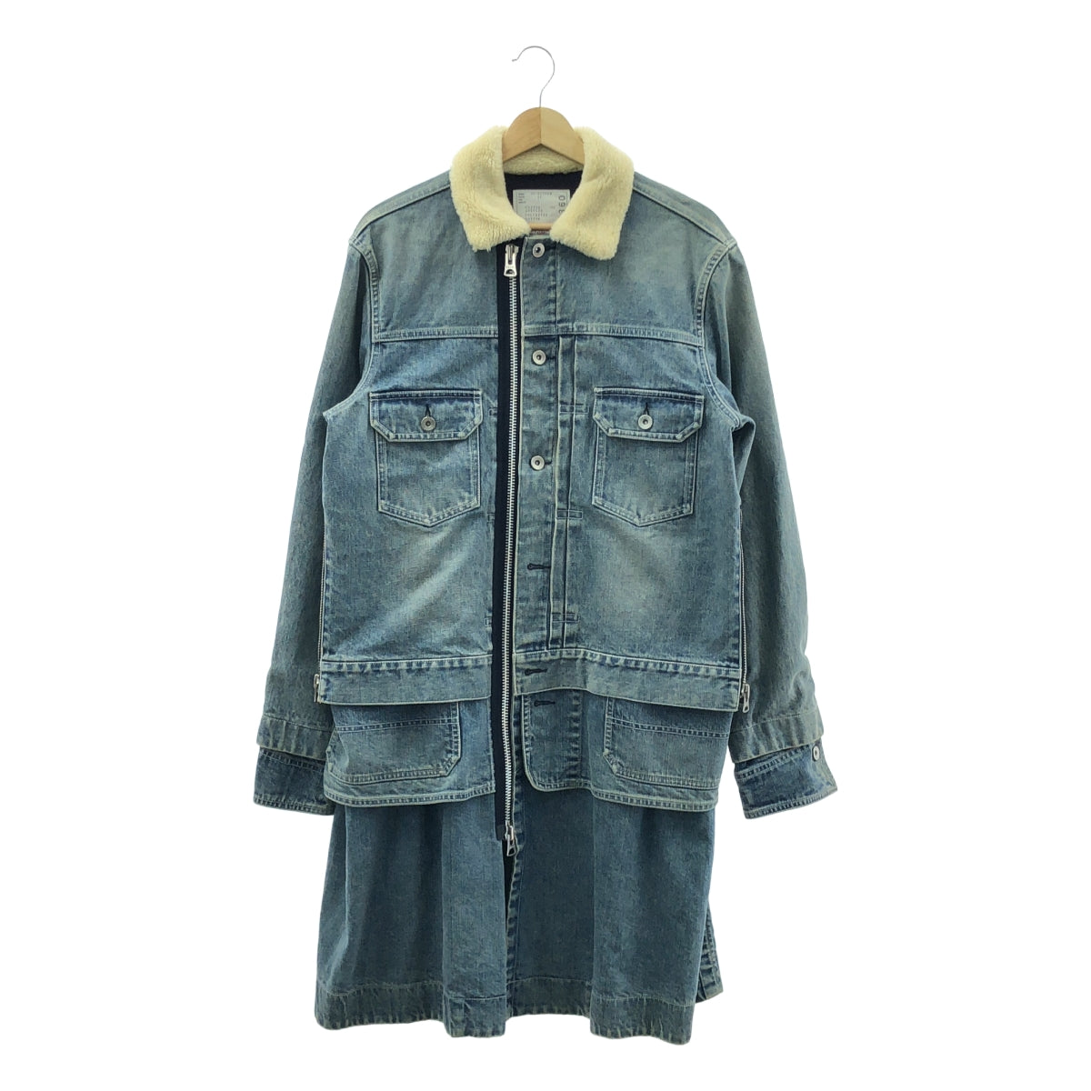 sacai / Sacai | 2020AW | 牛仔層疊蟒蛇皮外套 / 牛仔對接蟒蛇皮領大衣 | 1 | 男款
