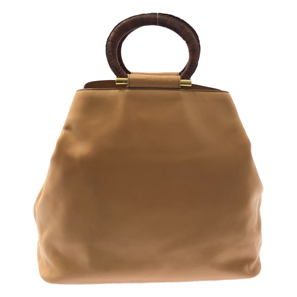 CELINE / セリーヌ | ウッド サークルハンドル レザー トート バッグ | ベージュ | レディース