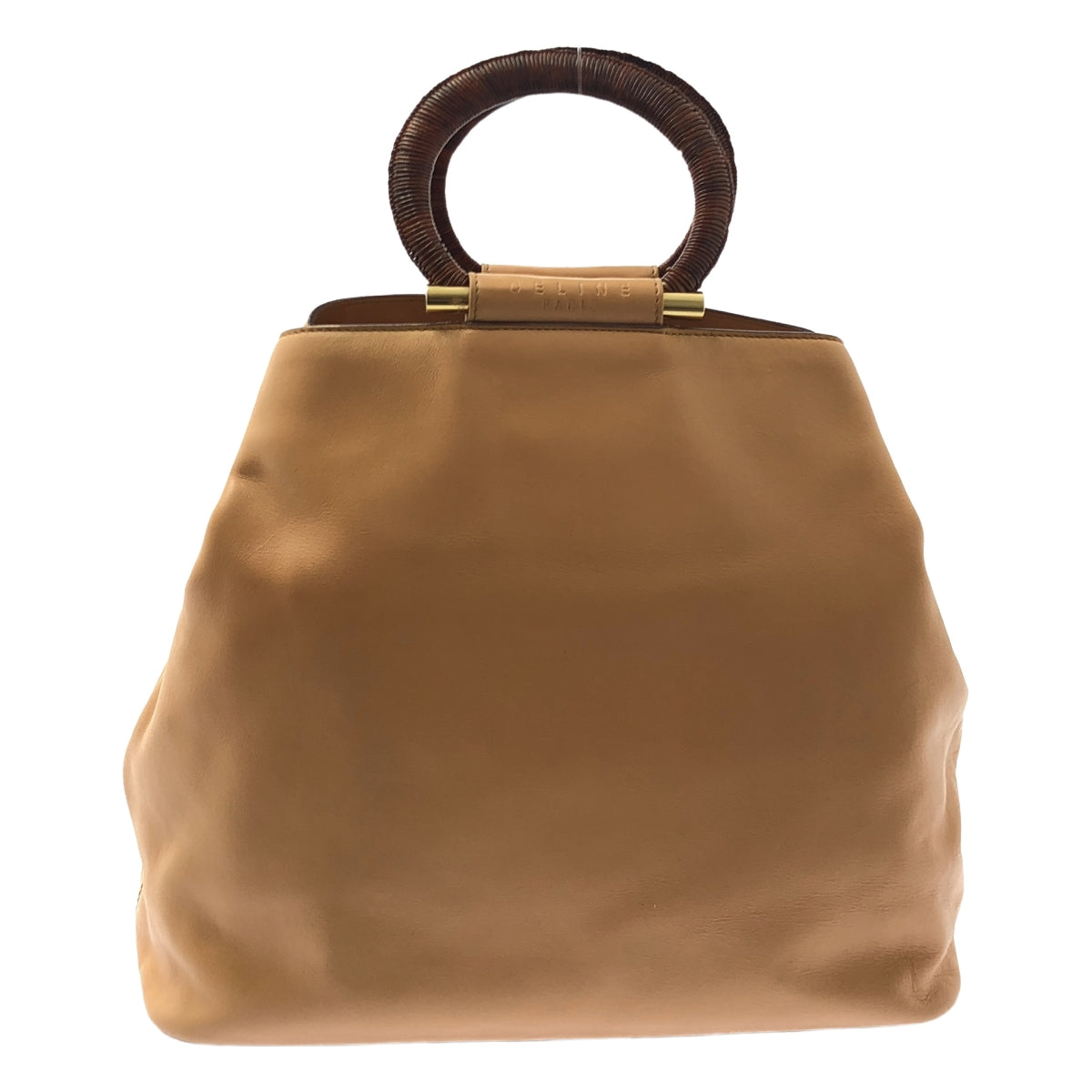 CELINE / セリーヌ | ウッド サークルハンドル レザー トート バッグ | ベージュ | レディース