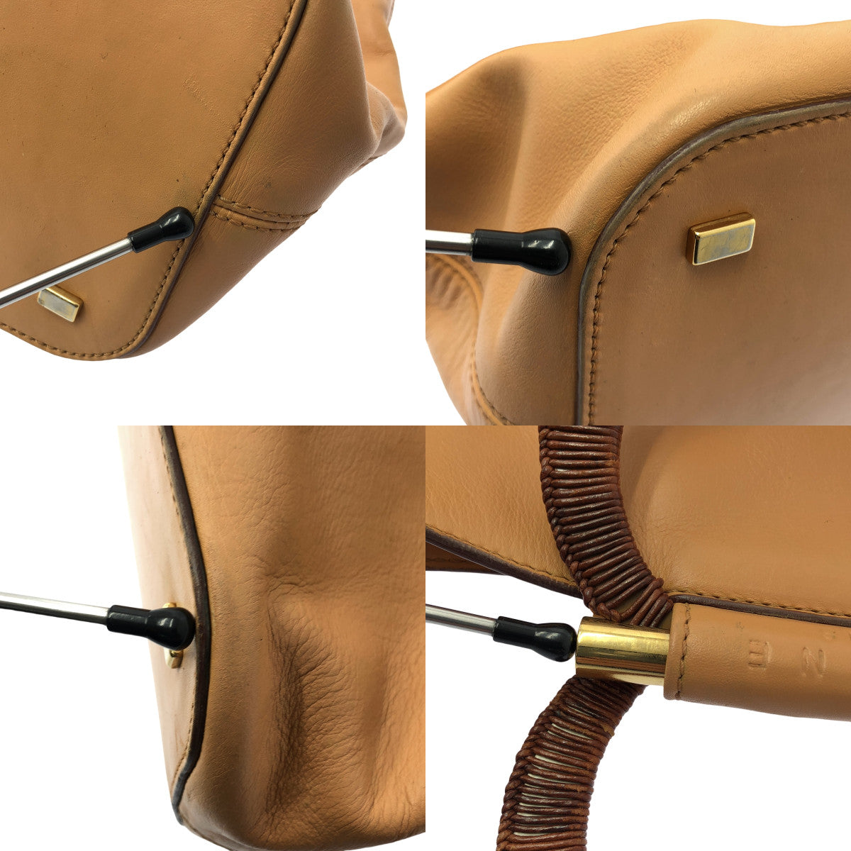 CELINE / セリーヌ | ウッド サークルハンドル レザー トート バッグ | ベージュ | レディース