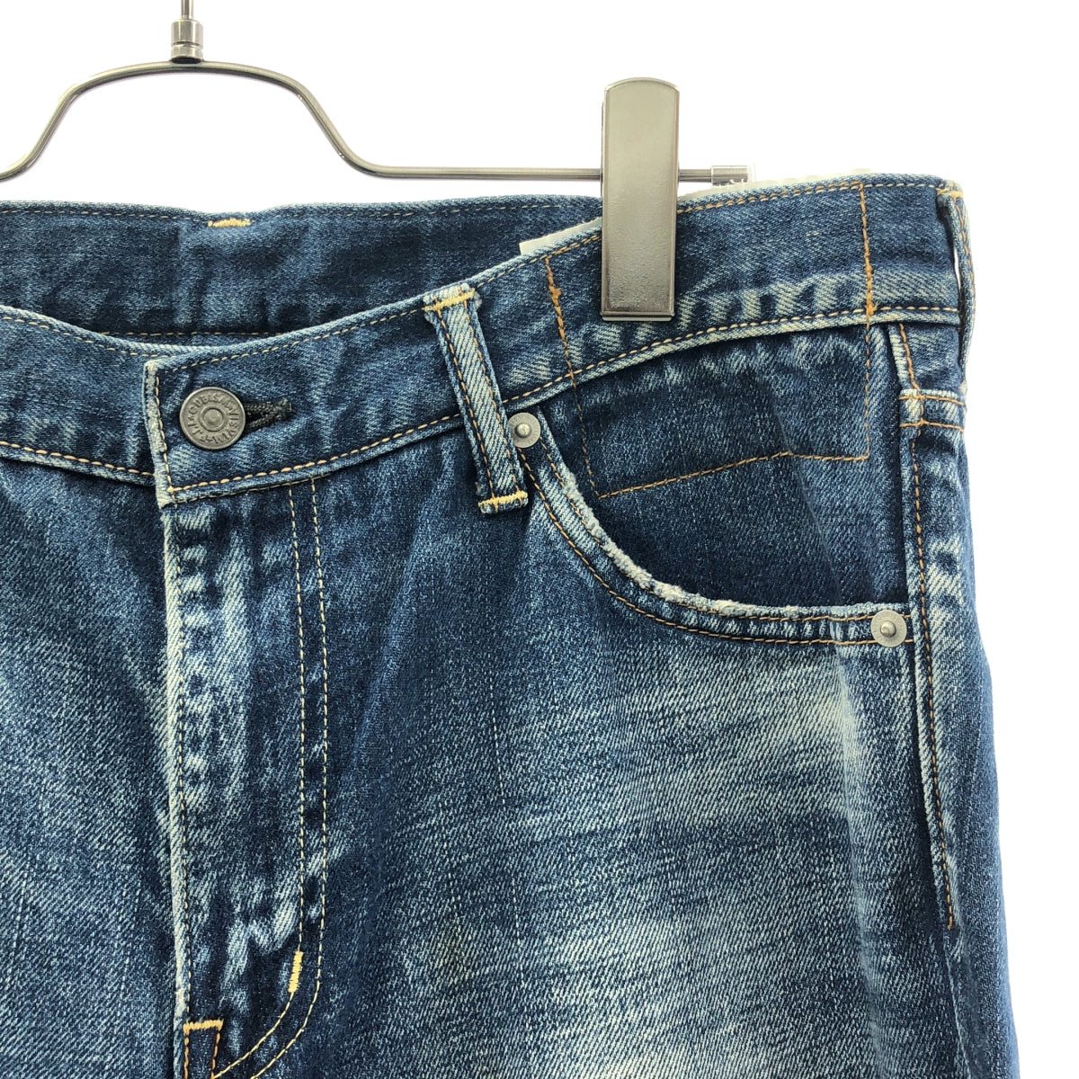 visvim / 비즈빔 | FLUXUS 03D5 SERGE DE NIMES 데미지 가공 스트레이트 데님 팬츠 | W34 L30 |