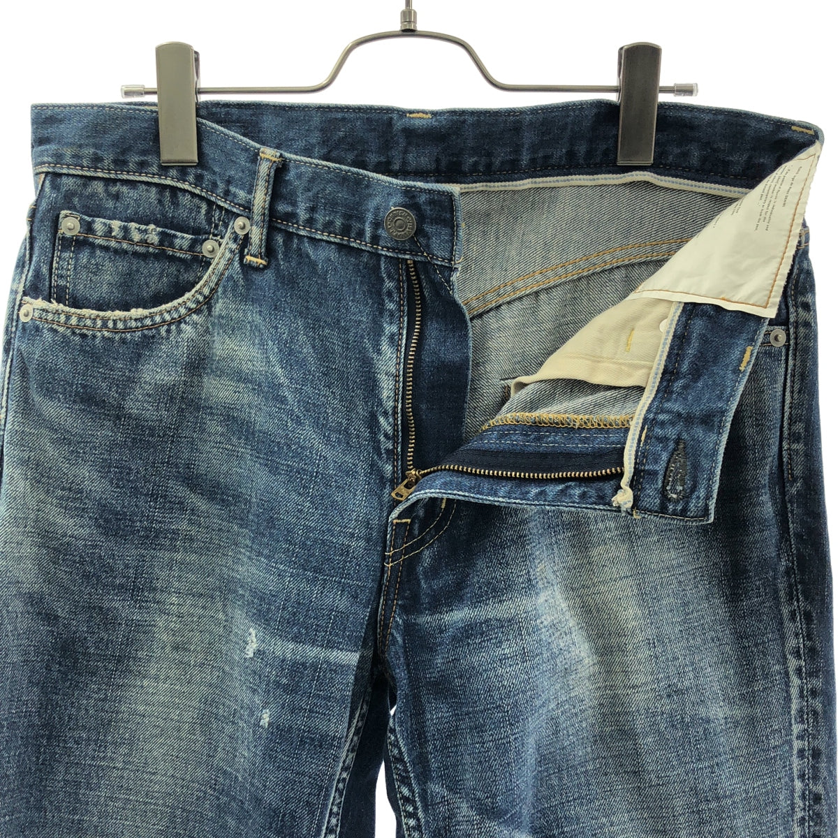 visvim / 비즈빔 | FLUXUS 03D5 SERGE DE NIMES 데미지 가공 스트레이트 데님 팬츠 | W34 L30 |