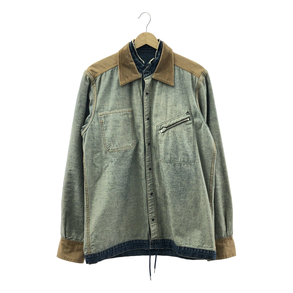 sacai / 사카이 | Denim Shirt 인사이드 아웃 전환 데님 셔츠 재킷 | 1 | 인디고 / 브라운 | 남성