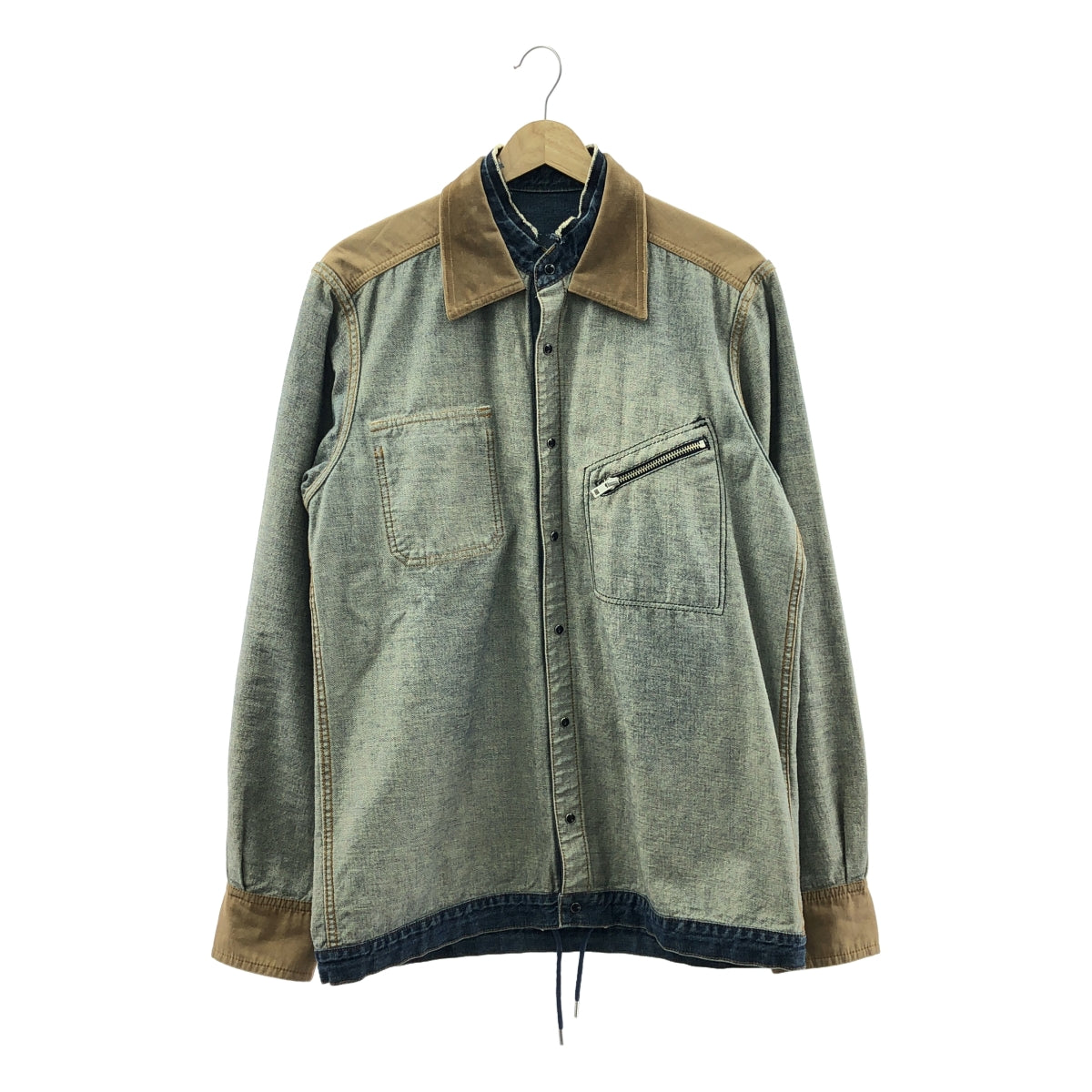 sacai / 사카이 | Denim Shirt 인사이드 아웃 전환 데님 셔츠 재킷 | 1 | 인디고 / 브라운 | 남성