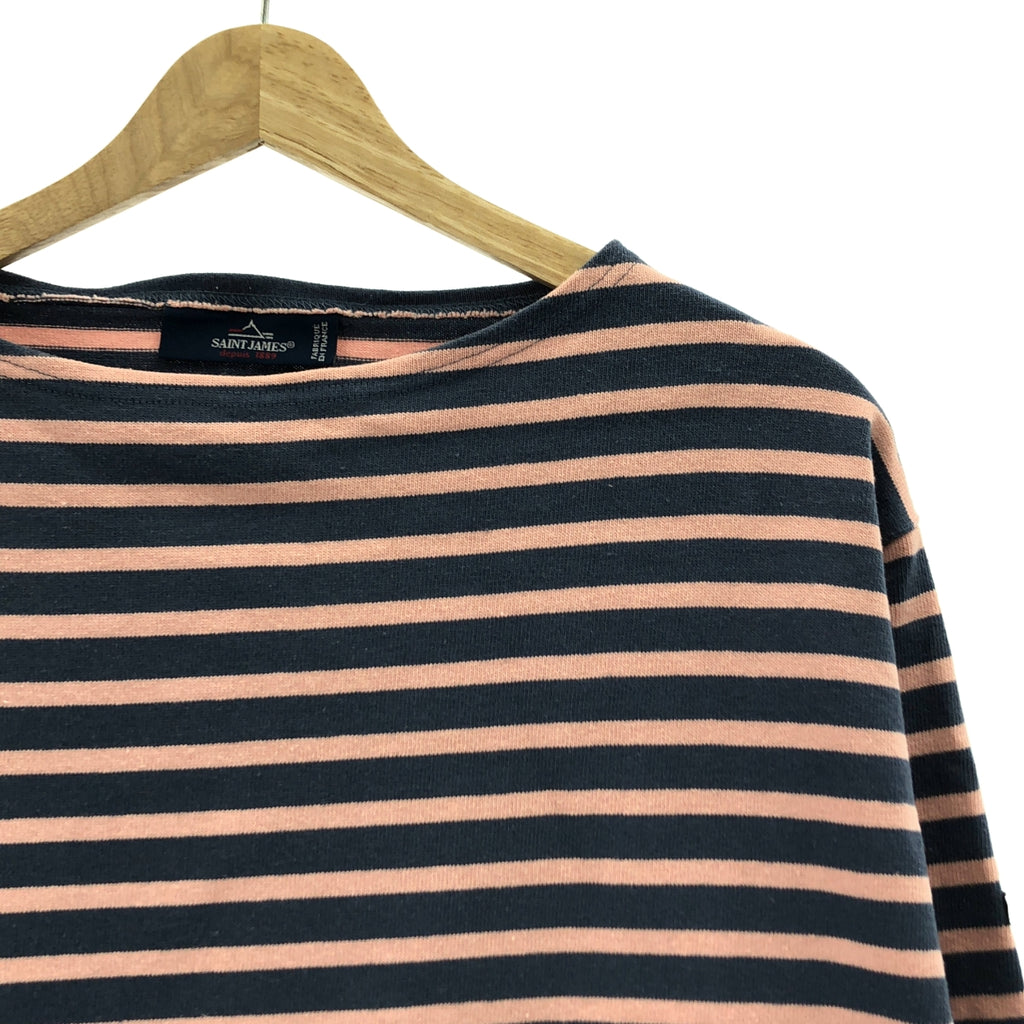 SAINT JAMES / セントジェームス | コットン ボーダー バスクシャツ | L | ネイビー/ピンク | レディース