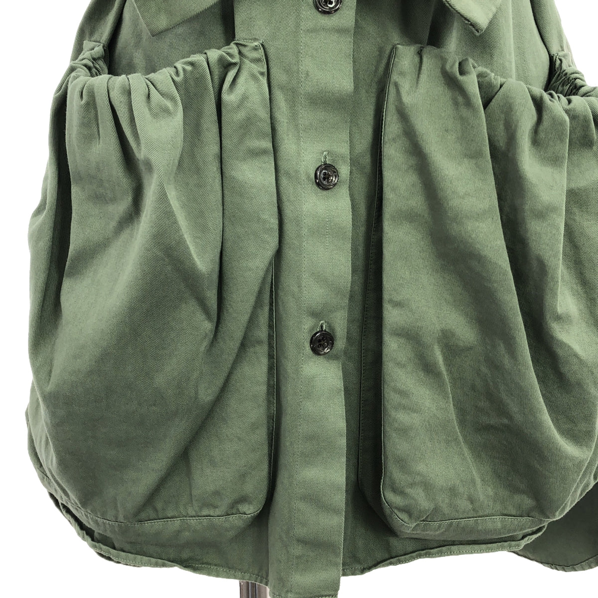 [Good Condition] DRIES VAN NOTEN | Double Gathered Pocket Sleeveless Military Shirt Coat | S | Green | Women's