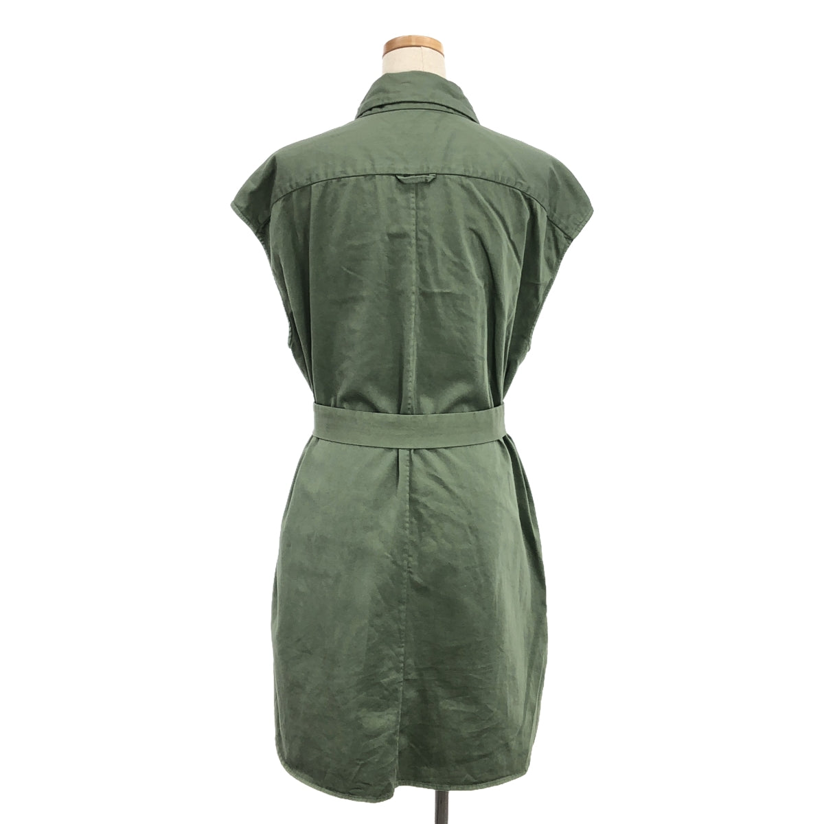 [Good Condition] DRIES VAN NOTEN | Double Gathered Pocket Sleeveless Military Shirt Coat | S | Green | Women's