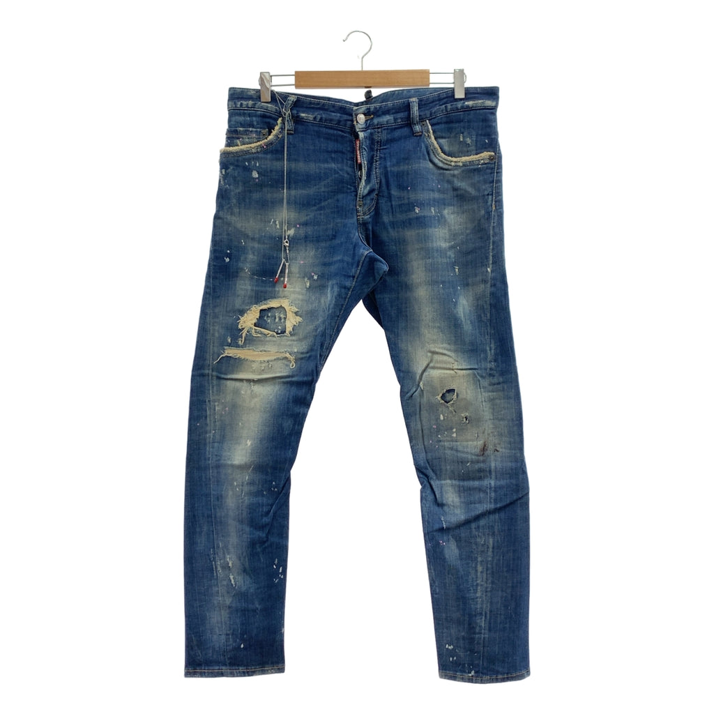 DSQUARED2 | 性感扭結牛仔褲，做舊漆面處理 | 尺寸 50 | 靛藍色 | 男款