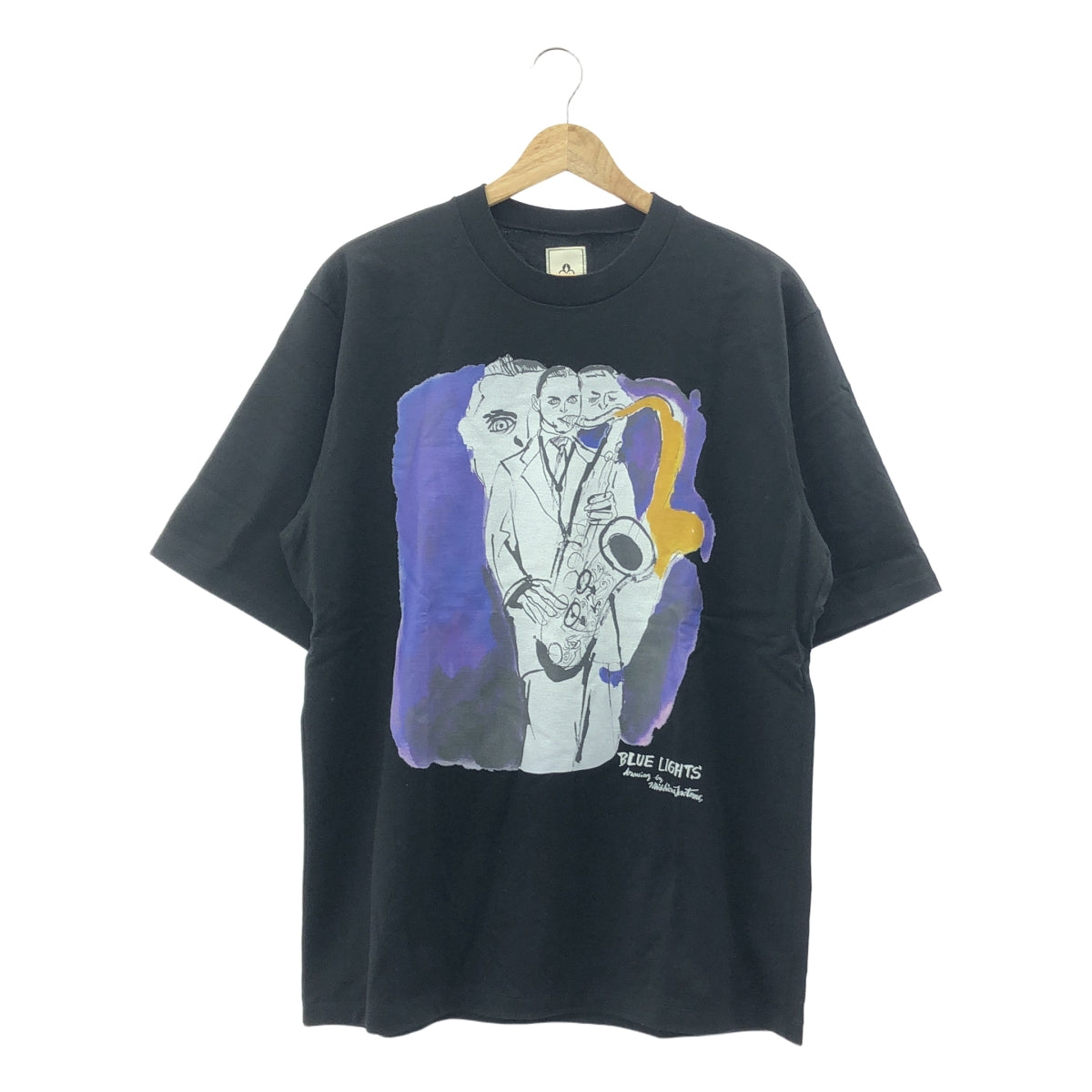 【美品】  mando / マンド | BLUE LIGHTS / コットンプリントクルーネックS/Sカットソー Tシャツ | 3 | ブラック | メンズ