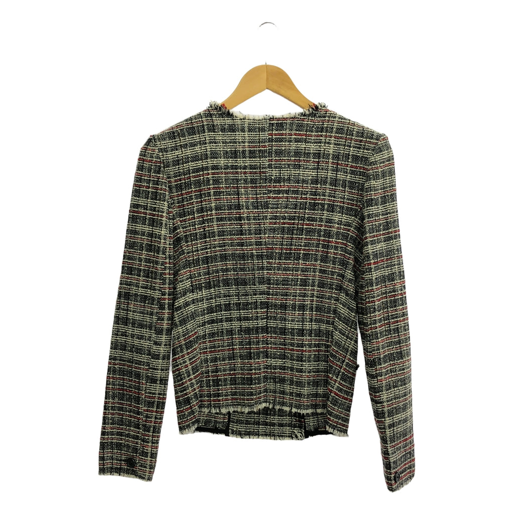 ISABEL MARANT ETOILE / イザベルマランエトワール | ノーカラーツイードジャケット | S | ブラック×レッド | レディース