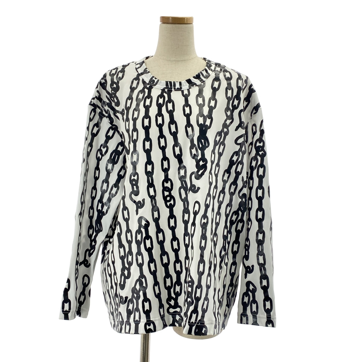 [狀況極佳] COMME des GARÇONS | 2024 秋冬 | 聚酯全印花鏈條印花寬鬆上衣 | S尺寸 | 白色/黑色 | 女款