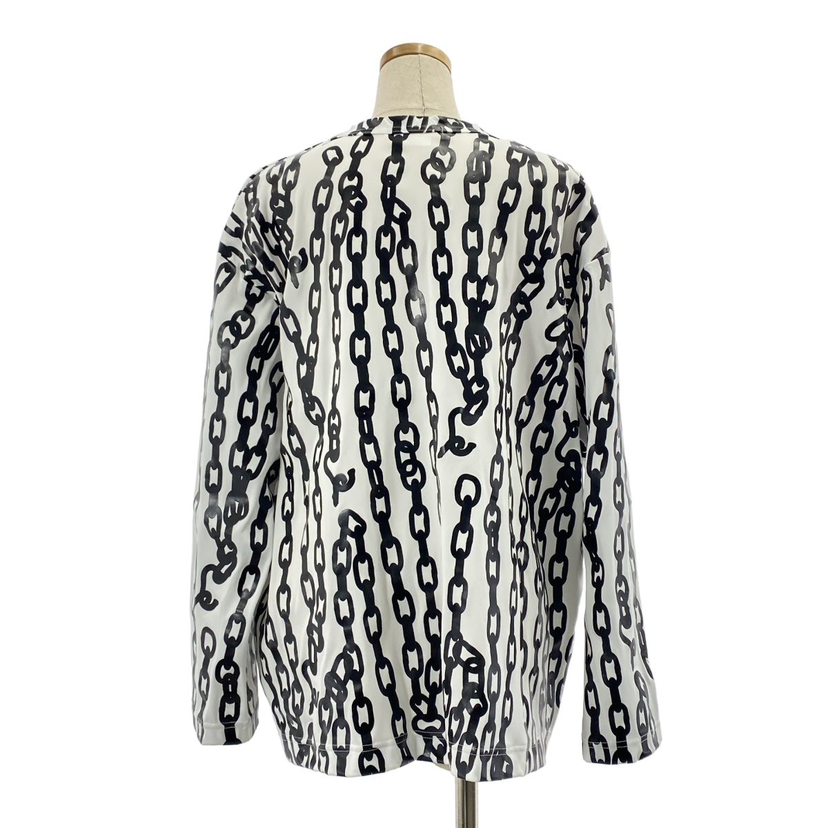 [狀況極佳] COMME des GARÇONS | 2024 秋冬 | 聚酯全印花鏈條印花寬鬆上衣 | S尺寸 | 白色/黑色 | 女款