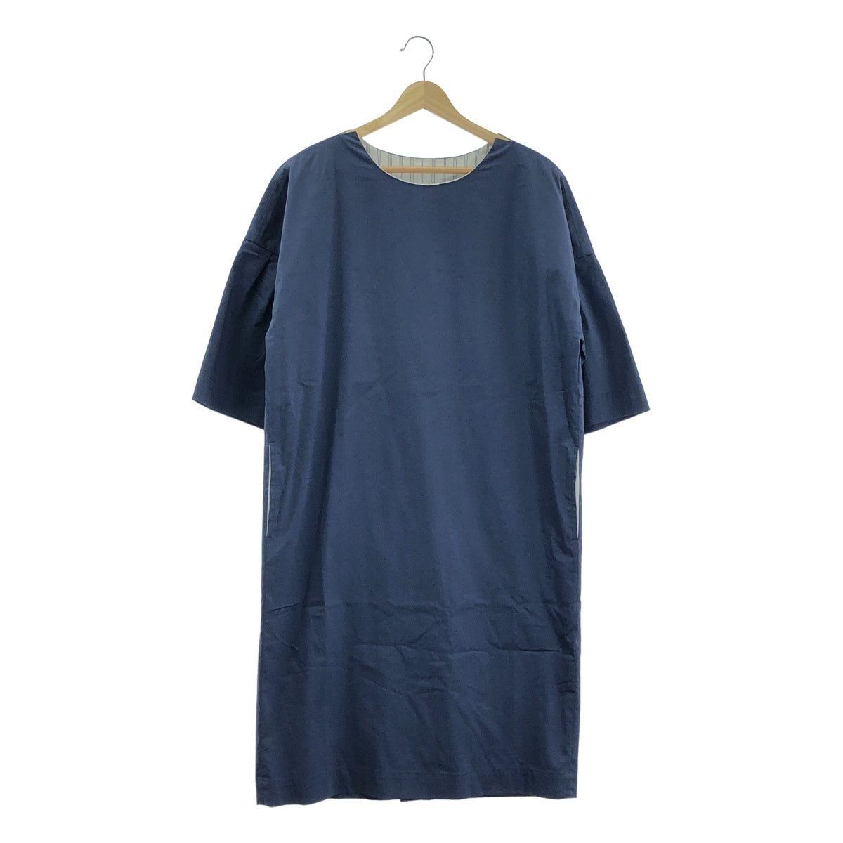 【美品】  PLAIN PEOPLE / プレインピープル | ボリュームスリーブ バックスリット ポケット付き ワンピース | 2 | ネイビー | レディース