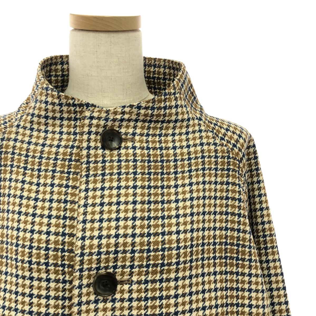 【美品】  CABaN / キャバン | ハウンドトゥース チェック スタンド ブルゾン | F | ベージュ系 | レディース