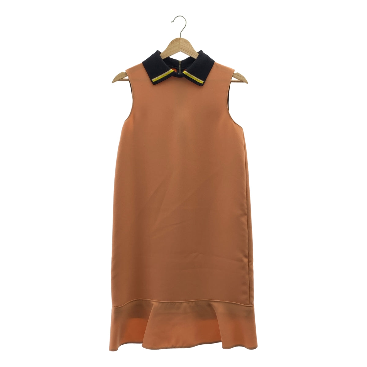 【美品】  MARNI / マルニ | ニットカラー デザイン ミニドレス ワンピース | 38 | オレンジ系 | レディース
