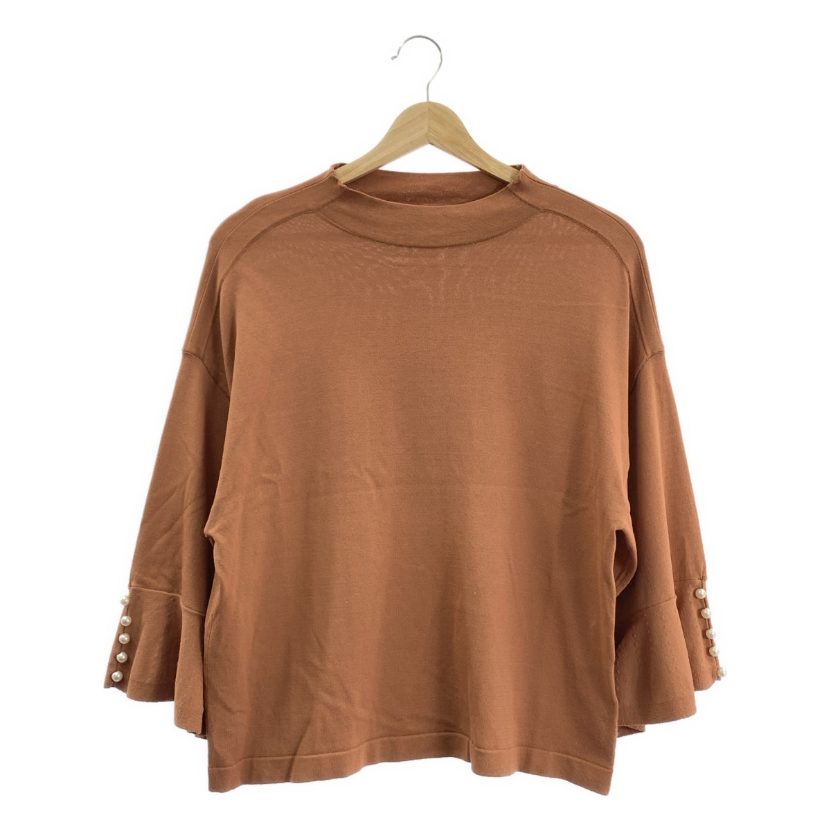 MUVEIL / 뮤베일 | 진주 플레어 슬리브 풀오버 탑스 | 38 | 브라운 계열 | 여성