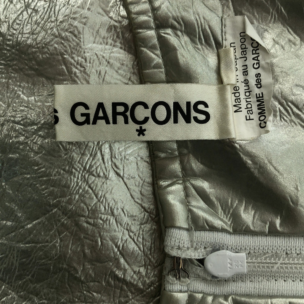 COMME des GARCONS | 2017AW | 仿皮革金屬感剪裁百褶洋裝 | S | 銀色 | 女款