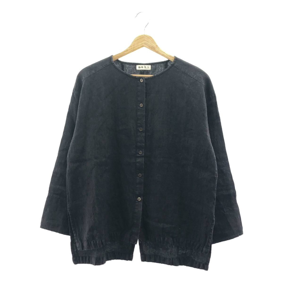 muku / 묵 | 린넨 울 혼방 노 컬러 셔츠 | 차콜 그레이 | 남성