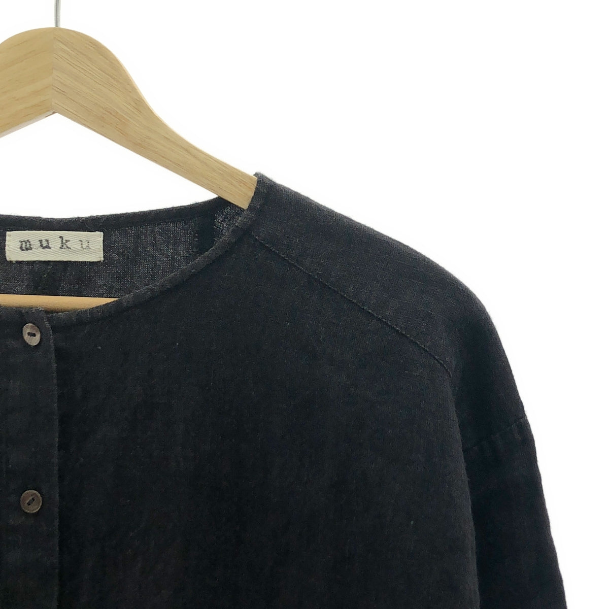 muku / 묵 | 린넨 울 혼방 노 컬러 셔츠 | 차콜 그레이 | 남성