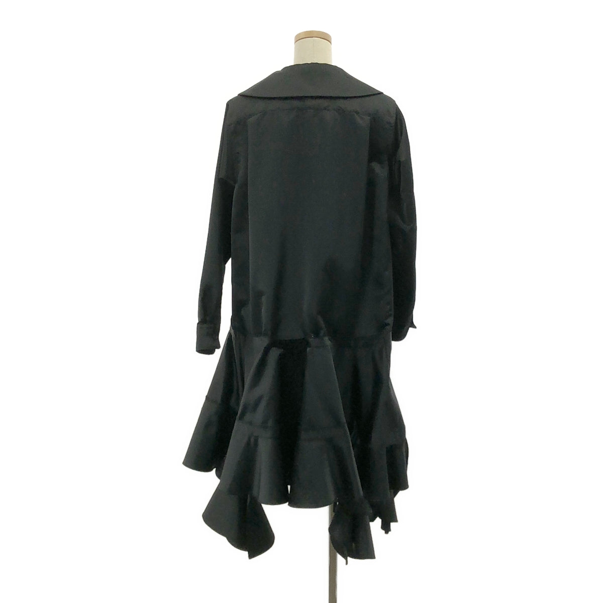 【美品】  COMME des GARCONS COMME des GARCONS / コムコム | 2024AW | ポリエステル 変形 アシンメトリー 丸襟 ボリューム ワンピース | XS | ブラック | レディース