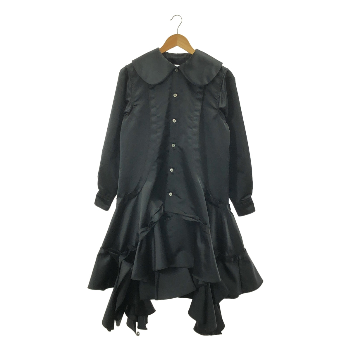 【近全新】COMME des GARCONS | 2024秋冬系列 | 聚酯不對稱圓領洋裝 | XS碼 | 黑色 | 女裝