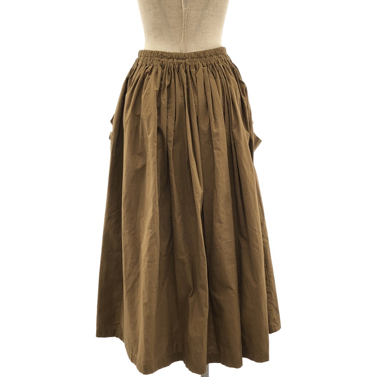 homspun / ホームスパン | 2022SS | バルキーシーチング ダブルポケット ギャザースカート | M | ブラウン | レディース