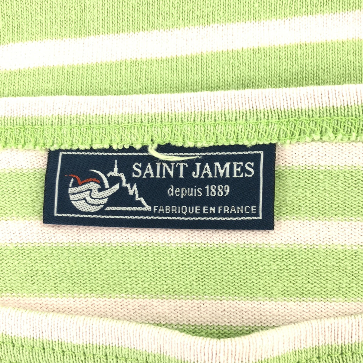 SAINT JAMES / Saint James | OUESSANT Cotton Basque Shirt | xxs | Light Pink/Light Green | Women's